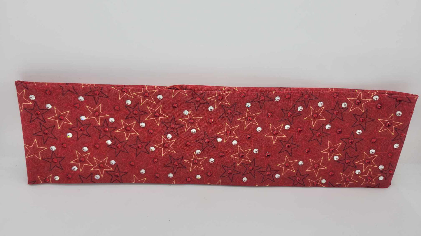 Red Stars Bandana with Red and Diamond Austrian Crystals (Sku6197)