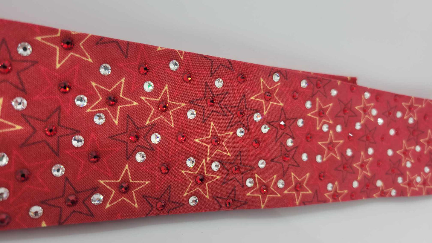 Narrow Red Stars Bandana with Red and Diamond Austrian Crystals (sku6199)