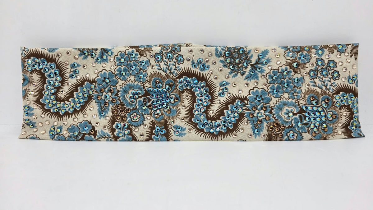 LeeAnnette Flower Dragon Bandana with Dark Red Shimmer, Honey and Brown Austrian Crystals (L40296)