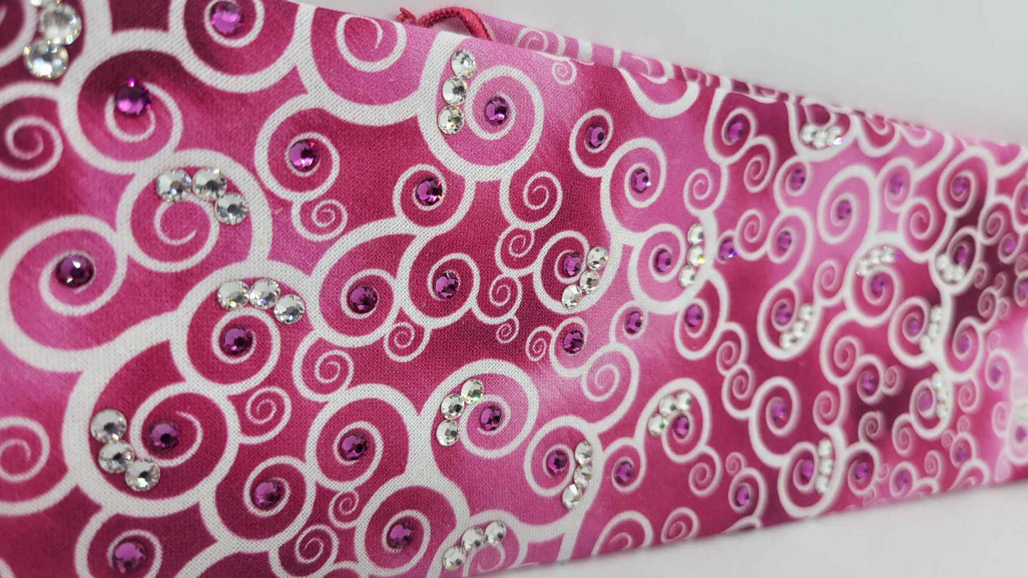 Faded Pink Scrolls with Fuchsia and Diamond Clear Austrian Crystals (Sku6209)