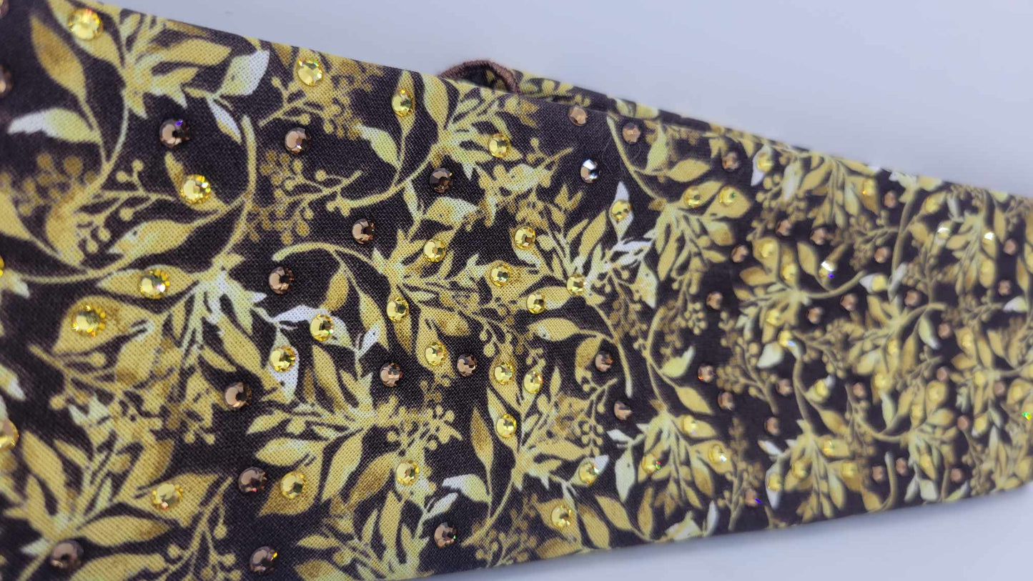Fall Leaves Bandana with Brown and Yellow Austrian Crystals (Sku6212)