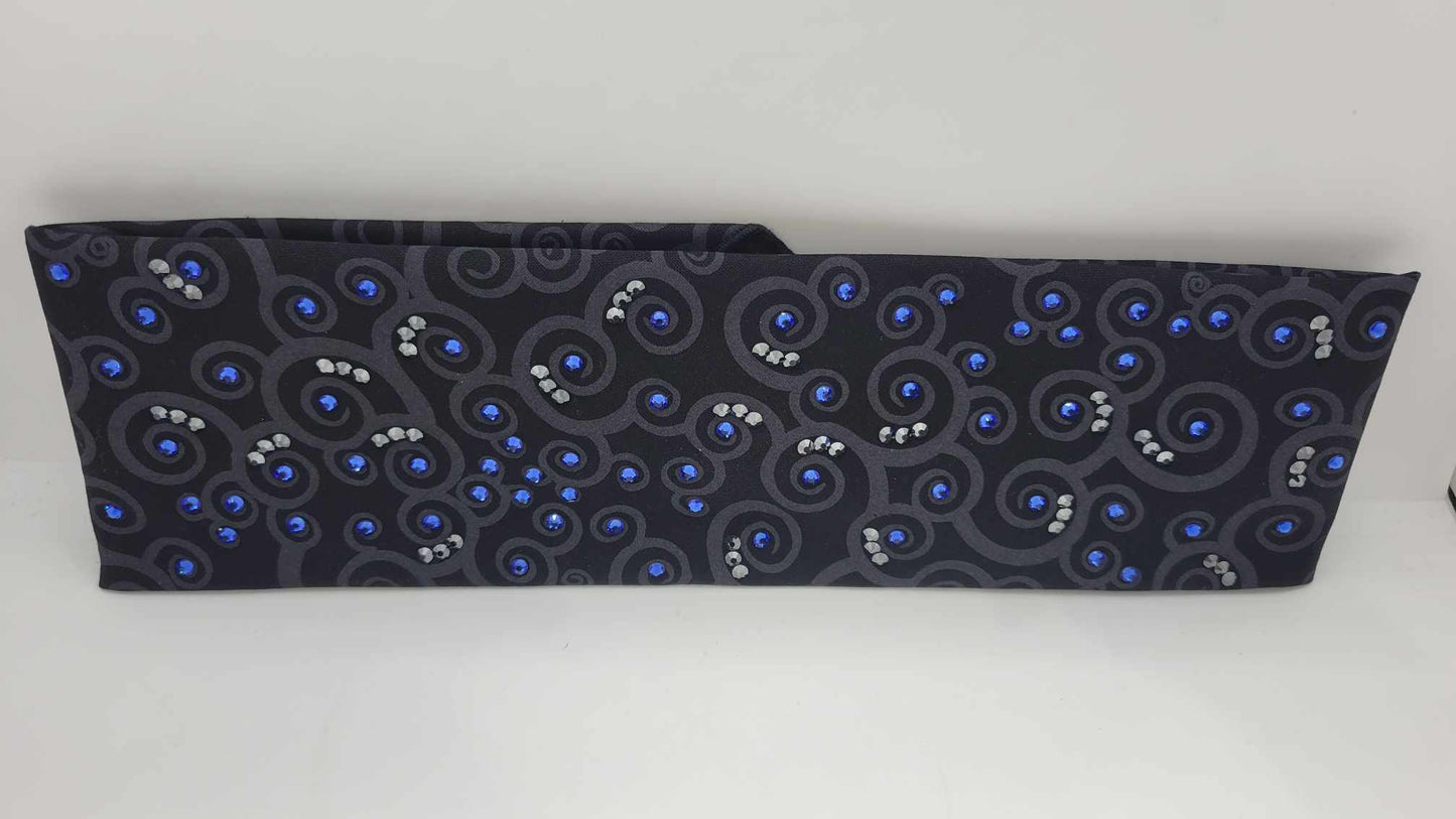 Black Scrolls with Blue and Black Austrian Crystals (Sku6242)