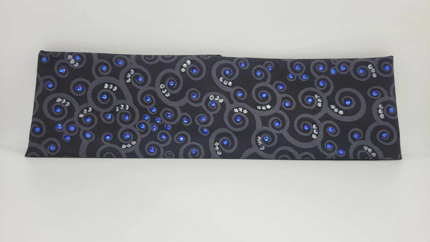 Black Scrolls with Blue and Black Austrian Crystals (Sku6242)