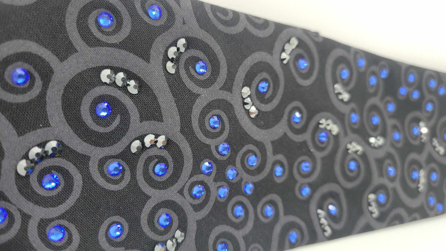 Black Scrolls with Blue and Black Austrian Crystals (Sku6242)
