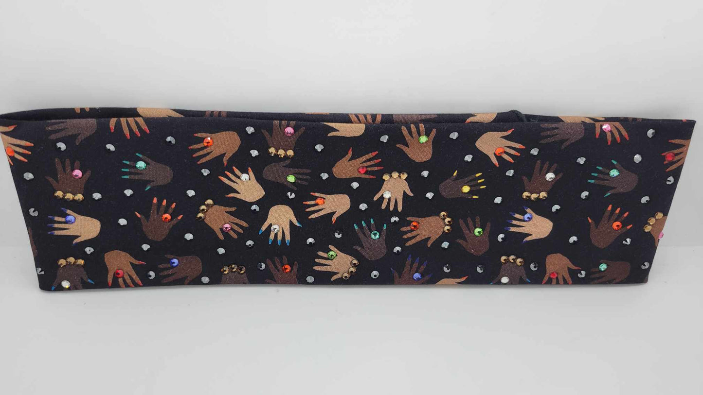 Pretty Hands Bandana with Multiple Colors of Austrian Crystals (Sku6256)