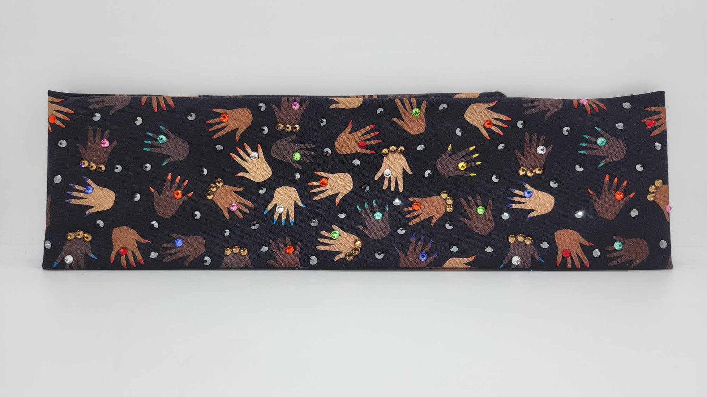 Pretty Hands Bandana with Multiple Colors of Austrian Crystals (Sku6256)