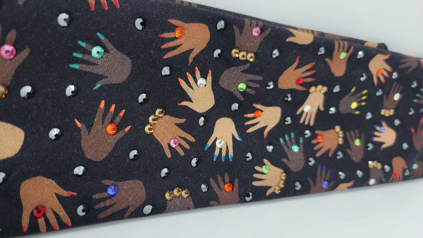 Pretty Hands Bandana with Multiple Colors of Austrian Crystals (Sku6256)