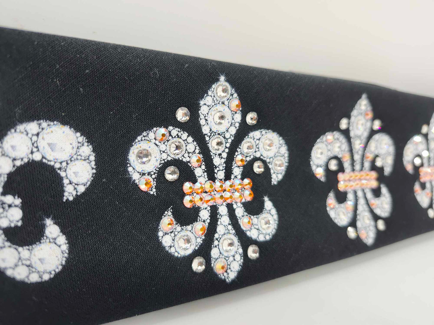 Fleur-de-lis Bandana with Sun Shimmer and Diamond Clear Austrian Crystals (Sku6307)