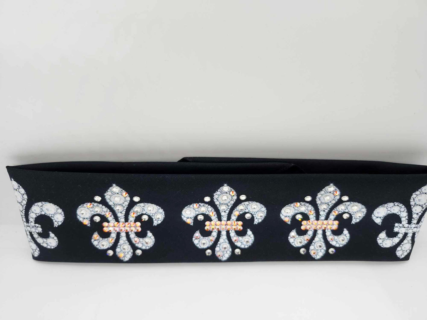 Fleur-de-lis Bandana with Sun Shimmer and Diamond Clear Austrian Crystals (Sku6307)