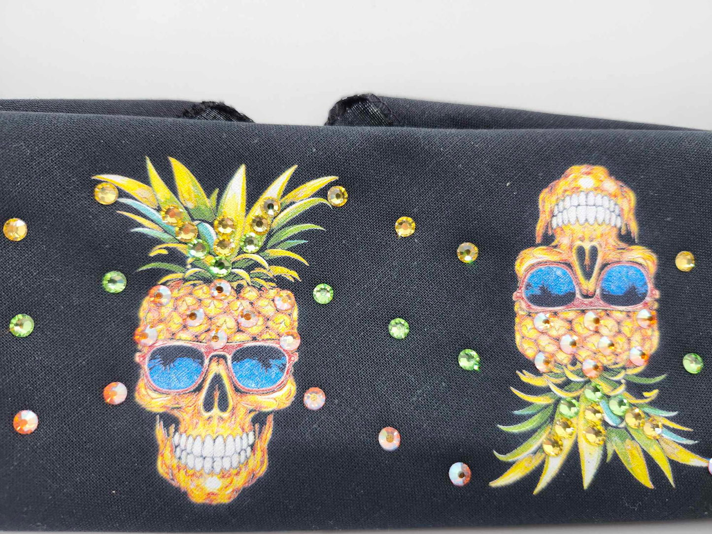 EXTRA BLING - Pineapple Bandana with Yellow, Green and Sun Shimmer Austrian Crystals (Sku6308)