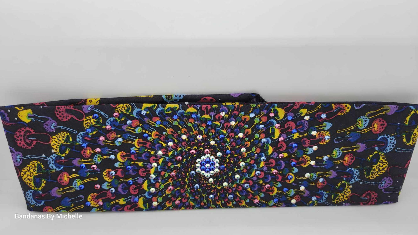 Spiral Mushrooms with Light Pink, Light Blue, Dark Blue and Aurora Borealis Austrian Crystals (Sku6321)