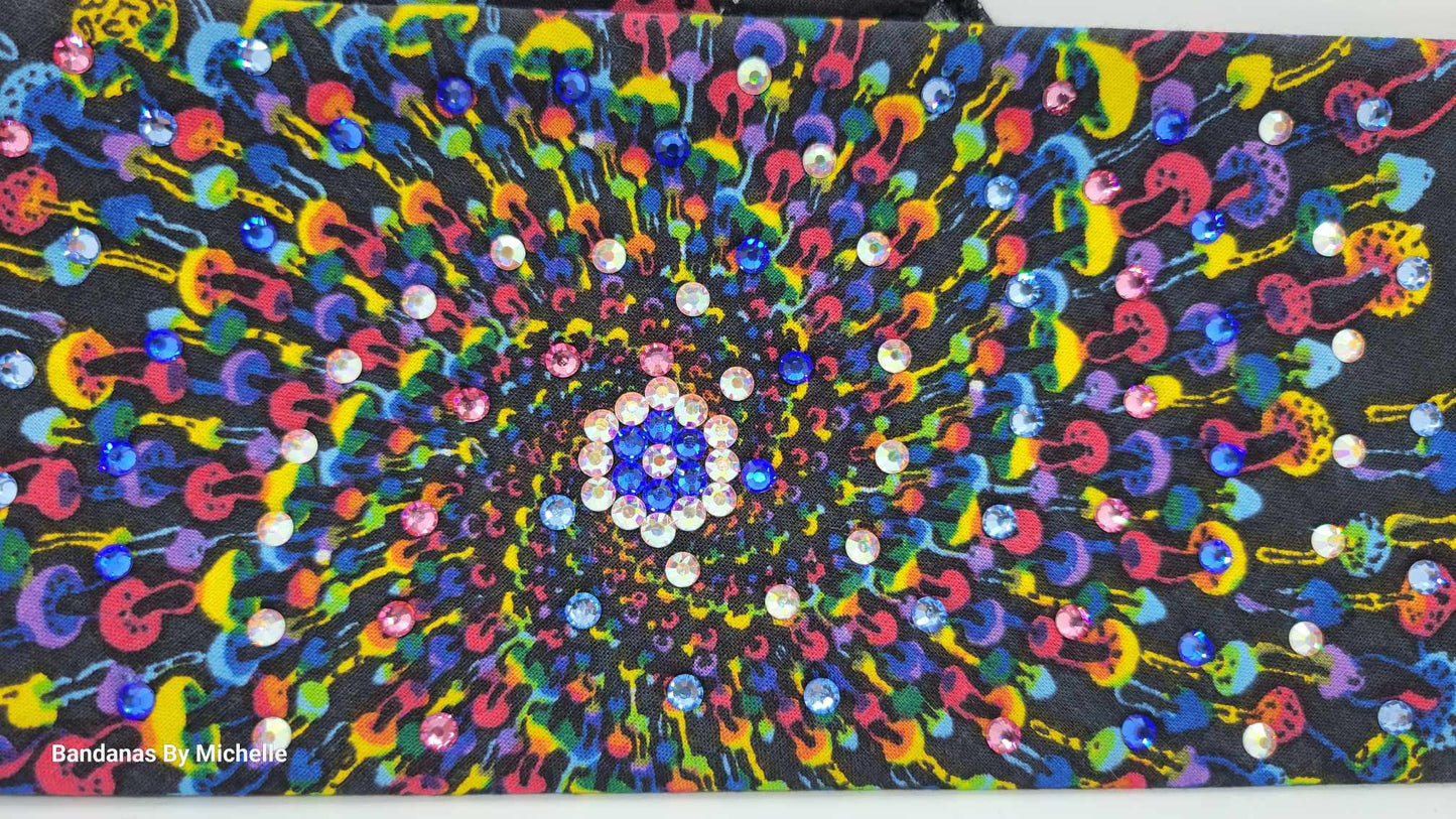 Spiral Mushrooms with Light Pink, Light Blue, Dark Blue and Aurora Borealis Austrian Crystals (Sku6321)