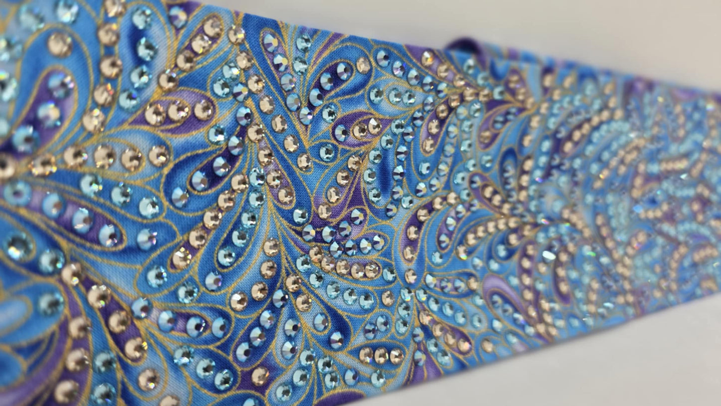 Super LeeAnnette Aqua Leaves Bandana with Aqua, Honey and Blue Violet Shimmer Austrian Crystals (sku40086)