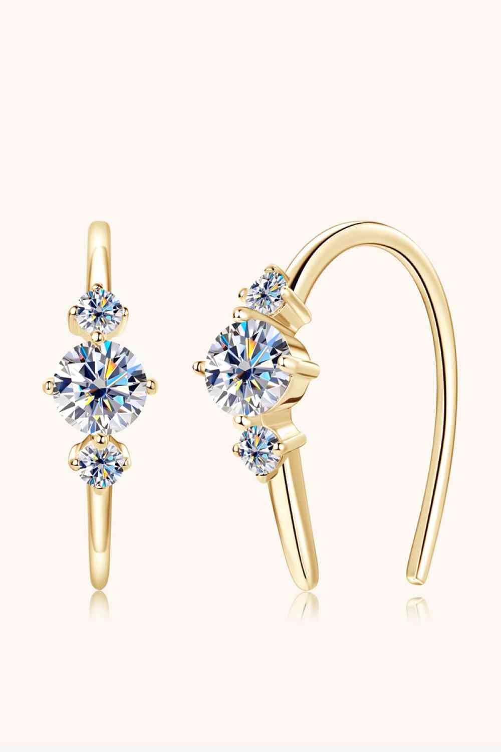 Mini Slider Moissanite 925 Sterling Silver or Gold Earrings Rally