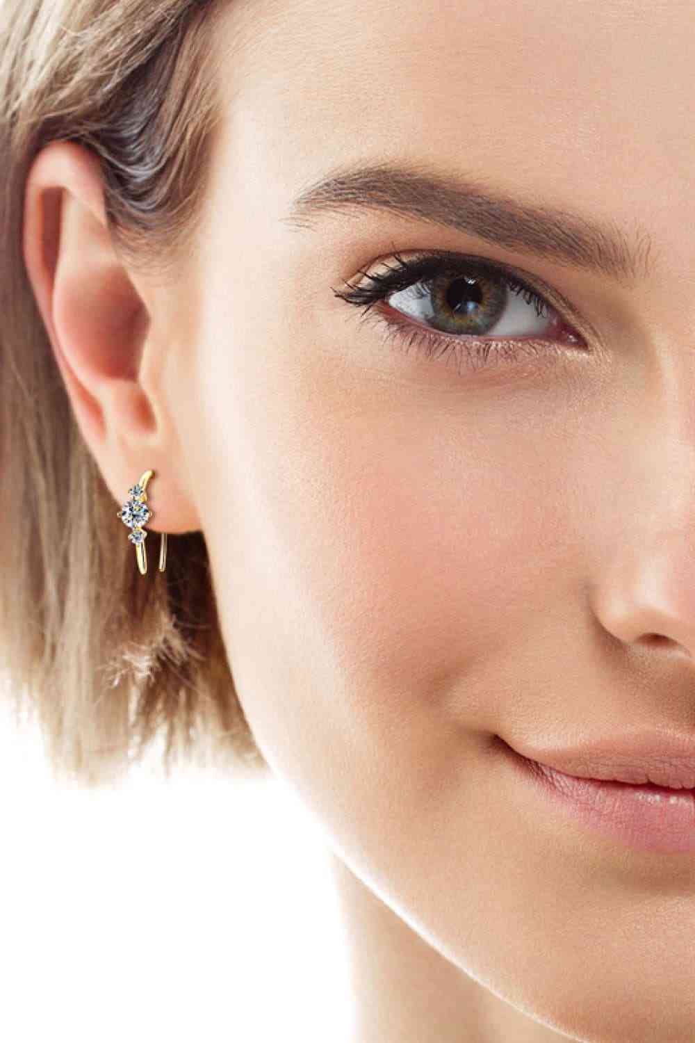 Mini Slider Moissanite 925 Sterling Silver or Gold Earrings Rally