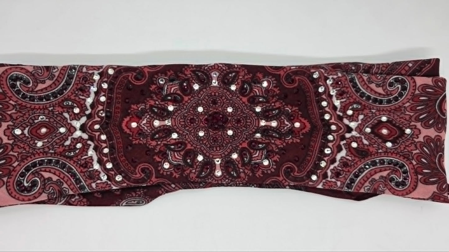 Burgundy Scarf with Red and Diamond Clear Austrian Crystals (LS30006)
