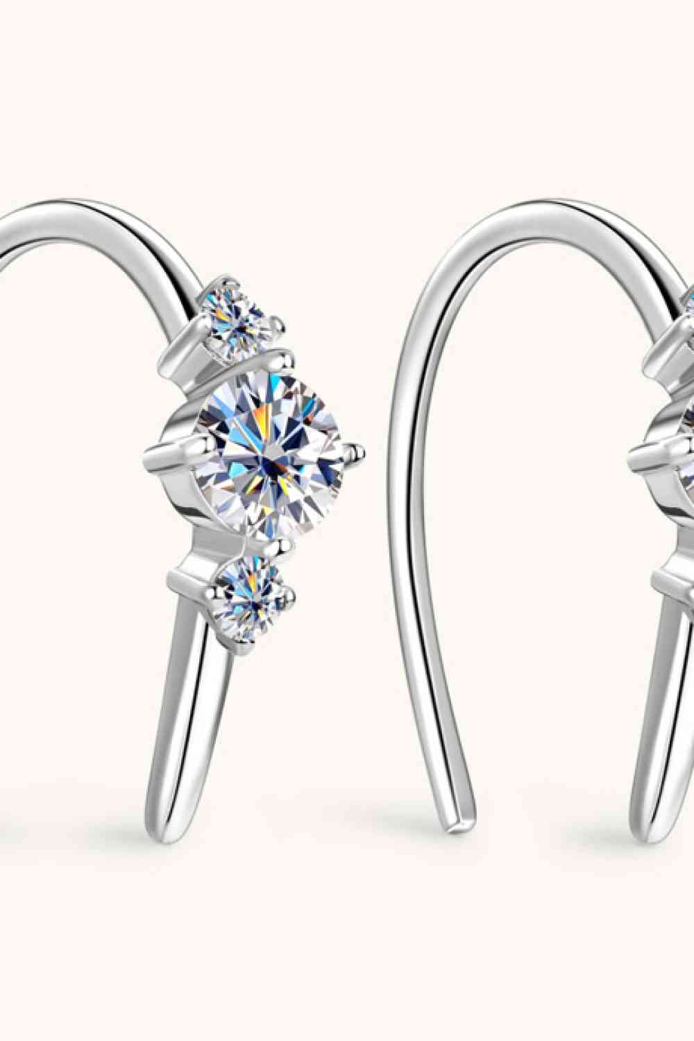 Mini Slider Moissanite 925 Sterling Silver or Gold Earrings Rally