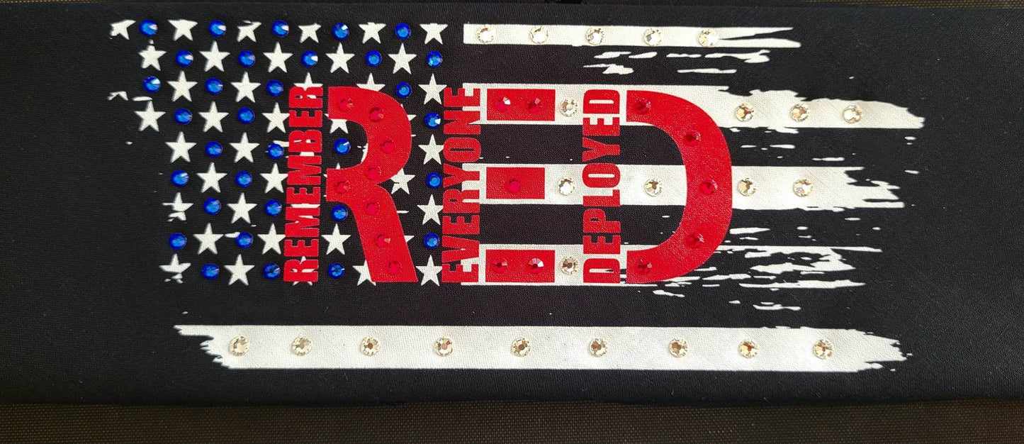 Bargain R.E.D. with Red, Blue and Diamond Clear Crystals (Sku8085)