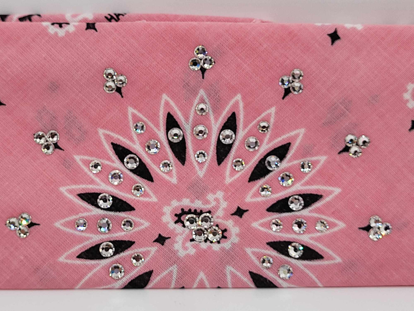 Bargain Light Pink Paisley Bandana with Diamond Clear Crystals (Sku8088)