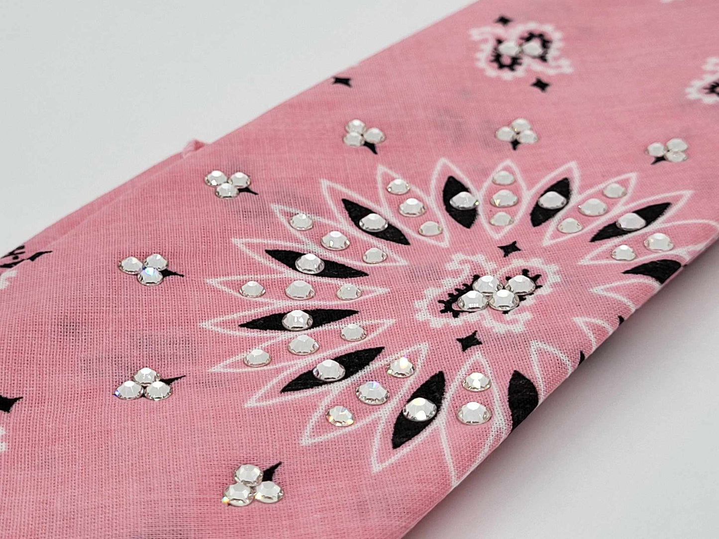 Bargain Light Pink Paisley Bandana with Diamond Clear Crystals (Sku8088)