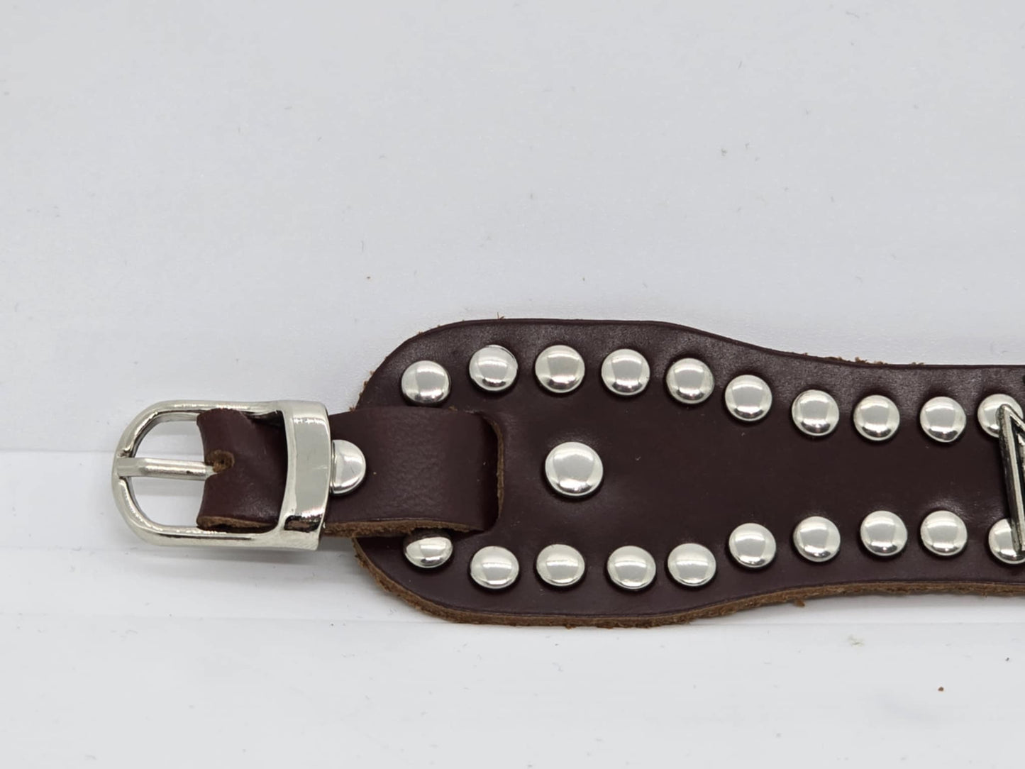 UNISEX Brown Leather Small Maltese Cross Adjustable Bracelet (sku8319)