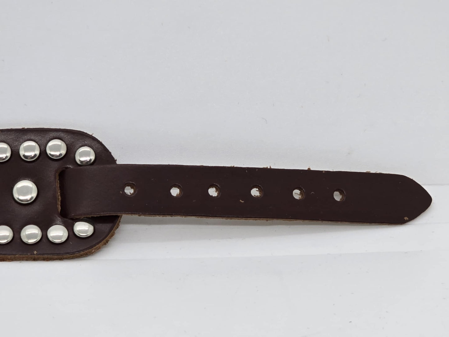 UNISEX Brown Leather Small Maltese Cross Adjustable Bracelet (sku8319)