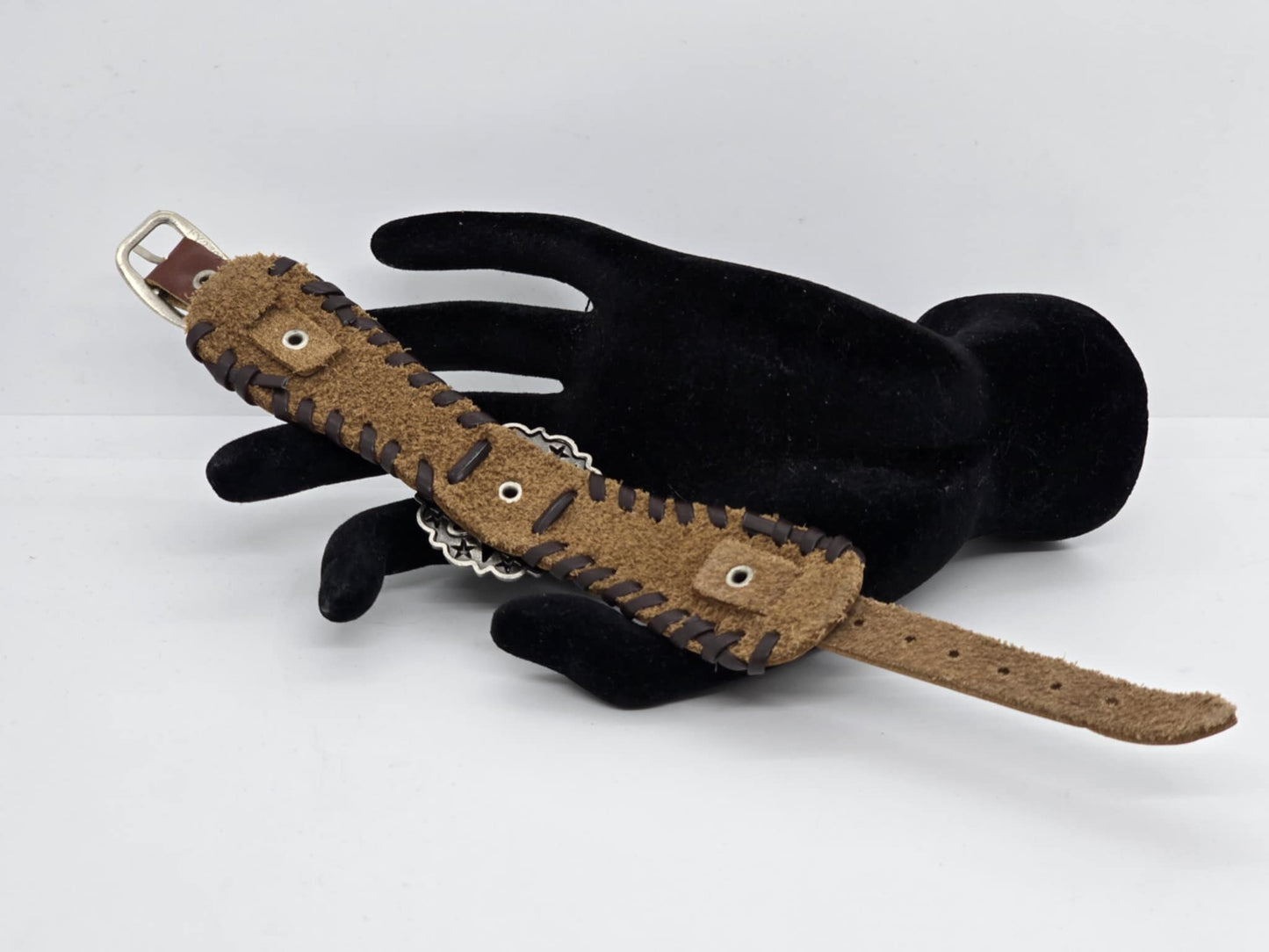 UNISEX Brown Leather Star Concho Adjustable Bracelet (sku8322)