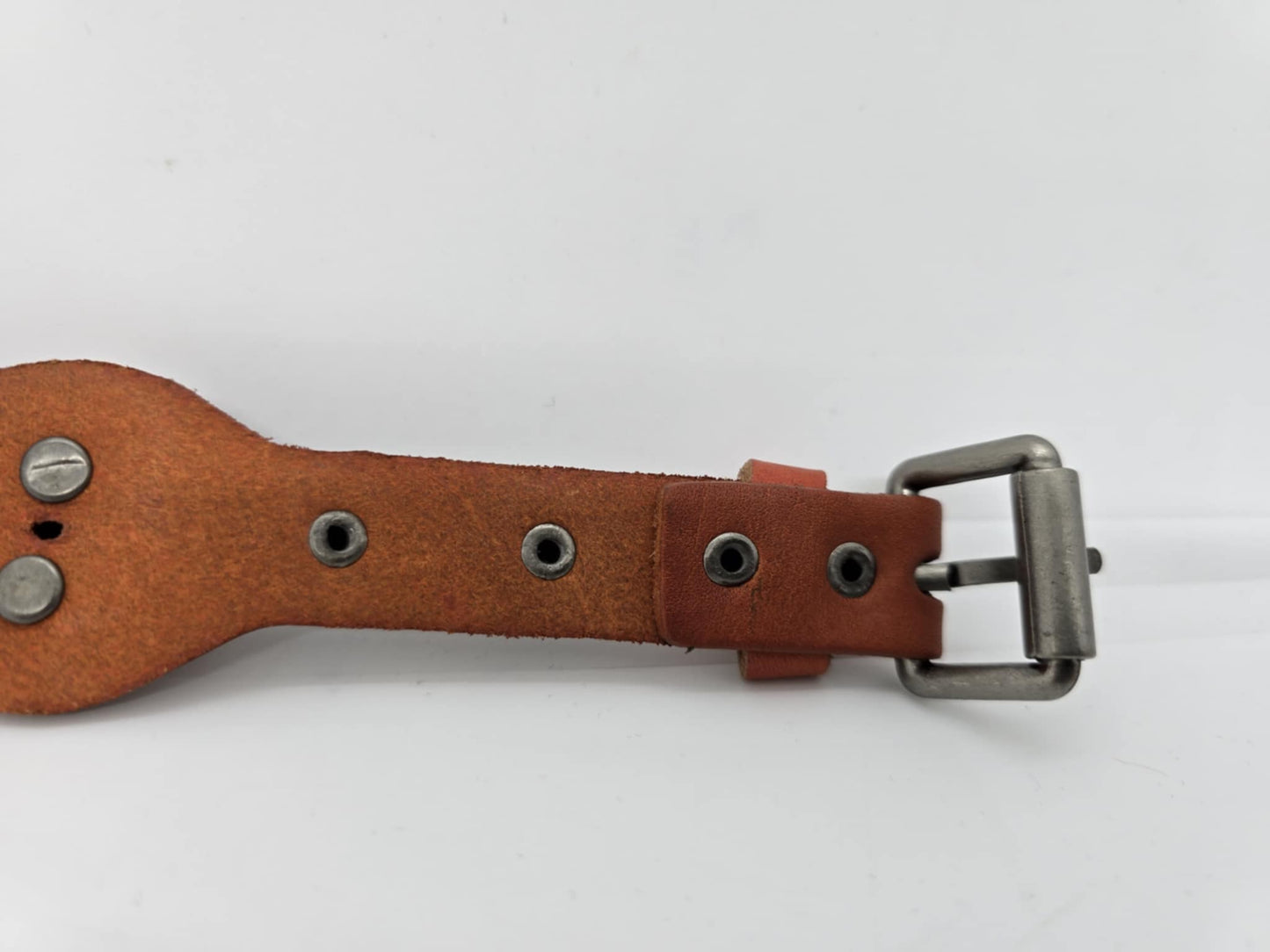Burnt Orange Adjustable Leather Skull Motor Wrench UNISEX Bracelet (sku8324)