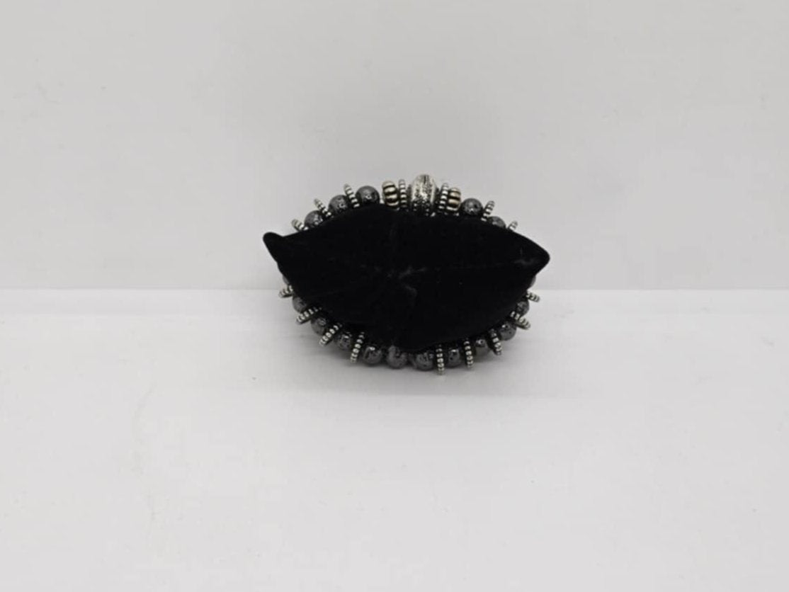 Black Hematite and Silver Colored Beaded Bracelet (Sku8362)