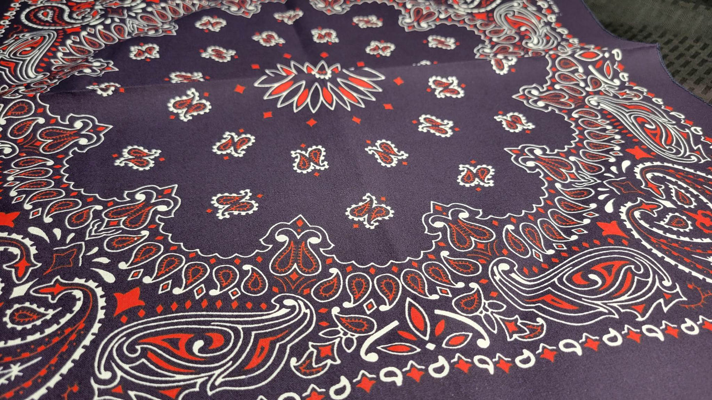 Plain Navy Blue with Red Print Bandana (Sku8465)