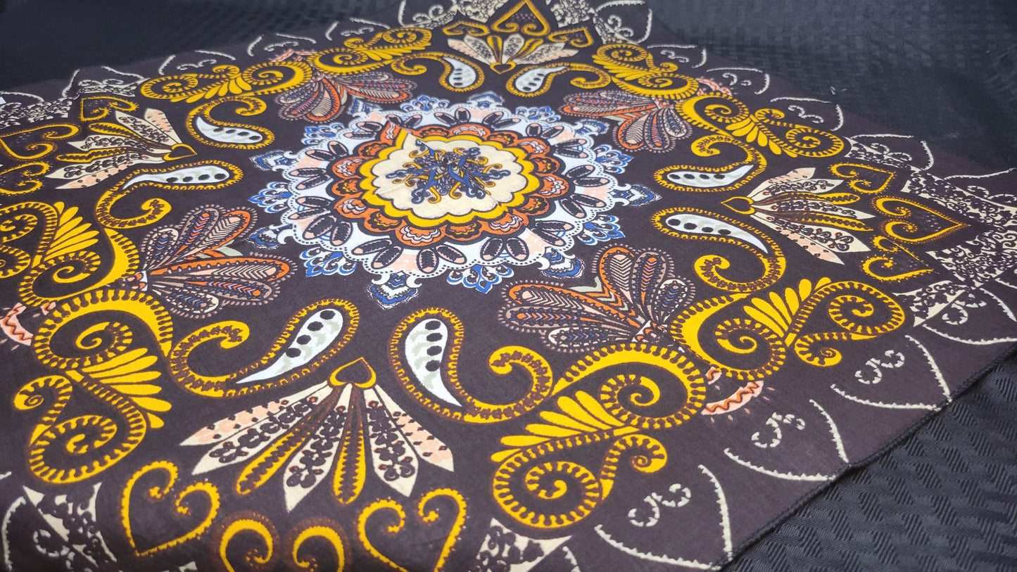 Plain Brown and Yellow Indian Bandana (Sku8502)