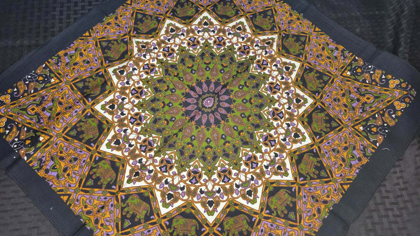 Plain Green and Purple Indian Bandana (Sku8503)