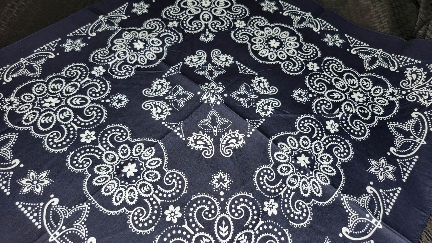 Plain Large Navy Blue Bandana (Sku8505)