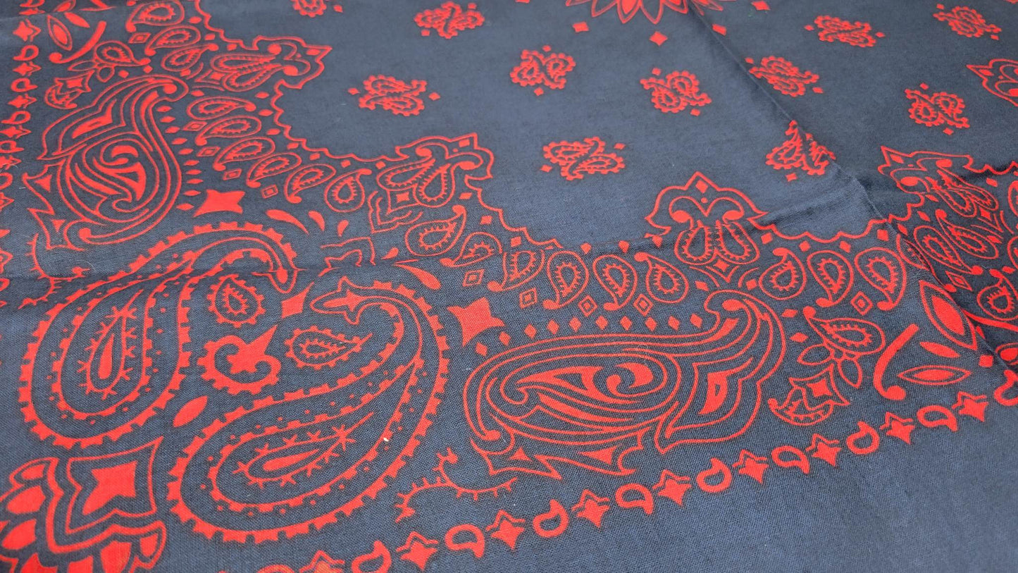 Plain Large Navy Blue and Red Bandana (Sku8509)