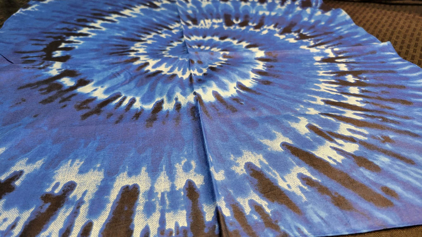Plain Blue Spiral Tie Dye Bandana (Sku8514)