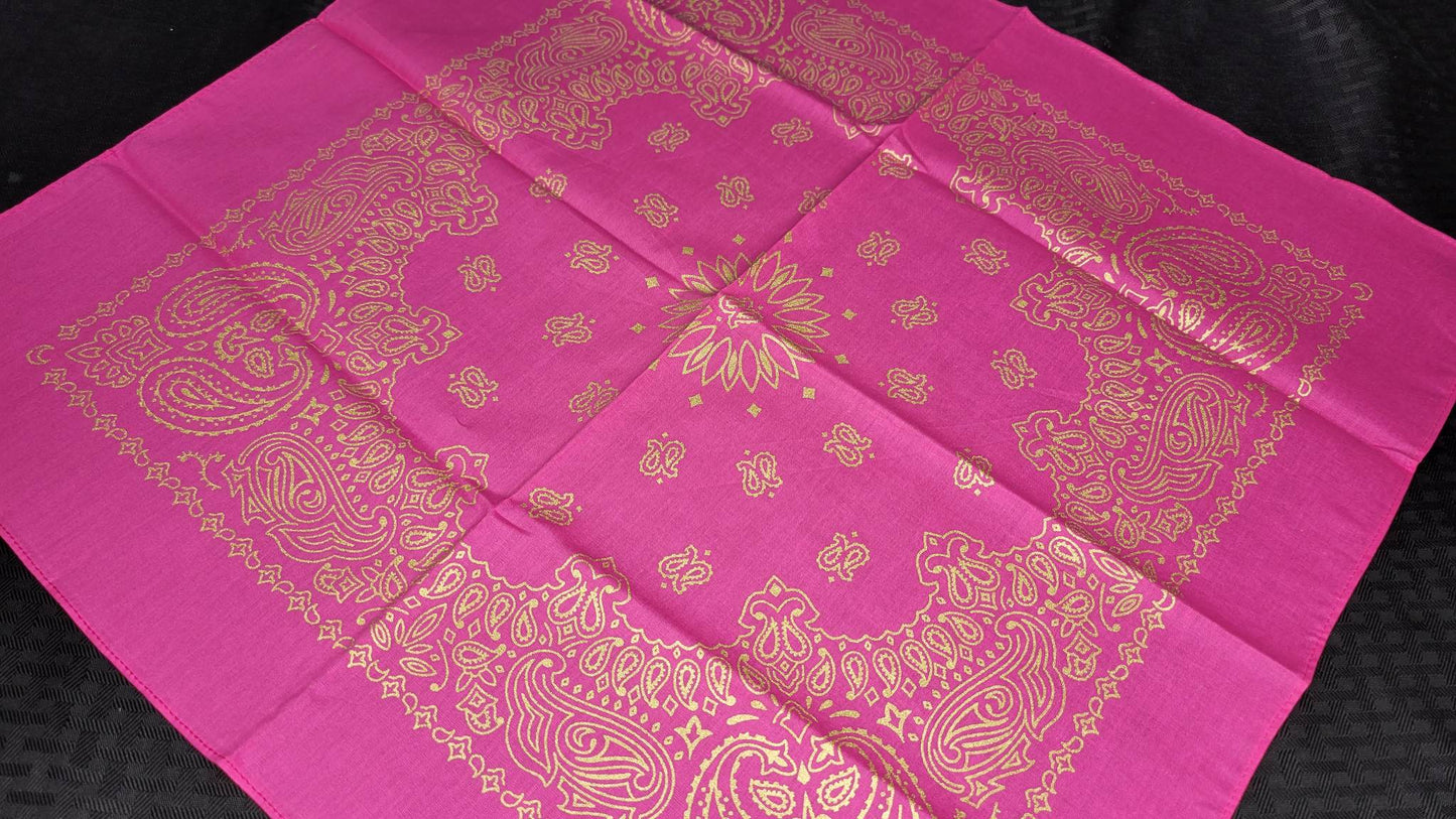 Plain Gold on Pink Bandana (Sku8523)