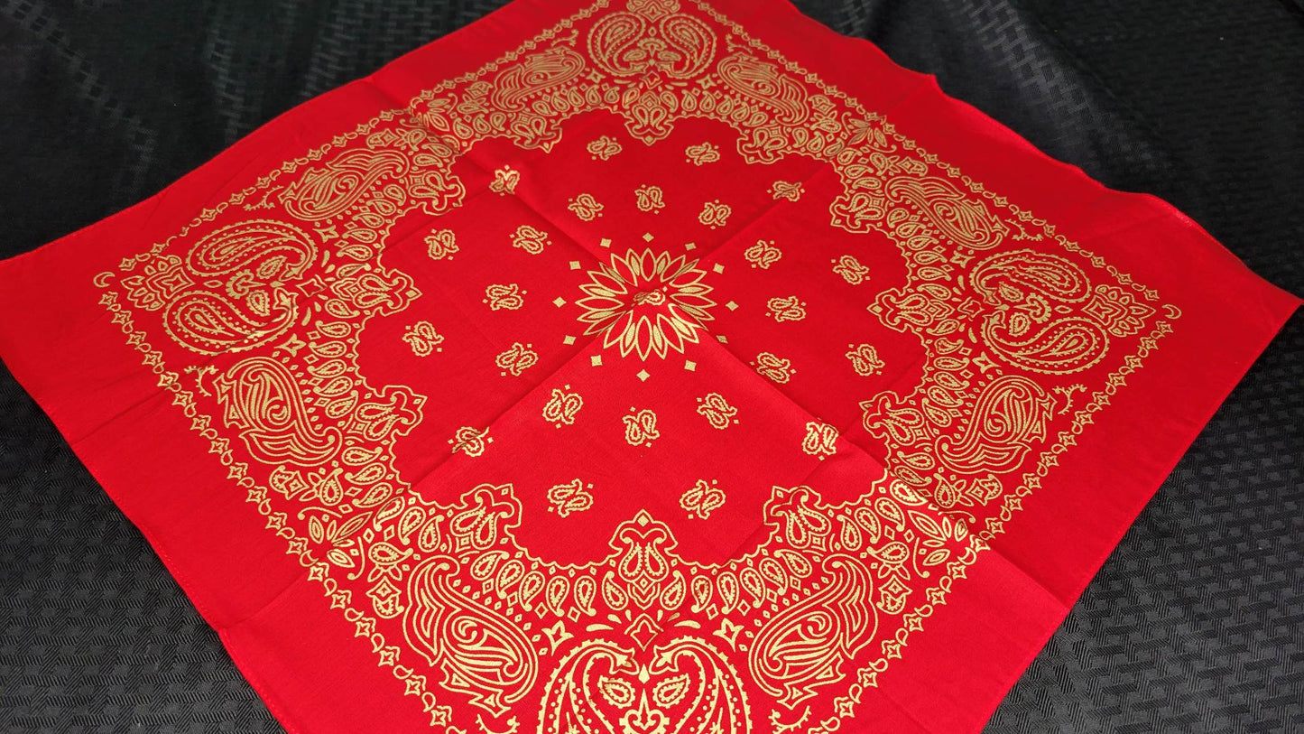 Plain Gold on Red Bandana (Sku8525)