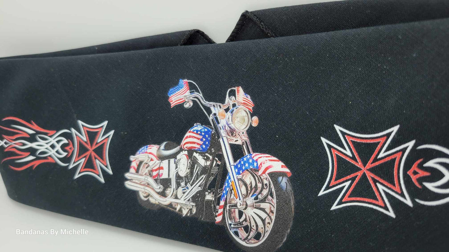 Plain Motorcycle on Black Bandana (Sku8534)