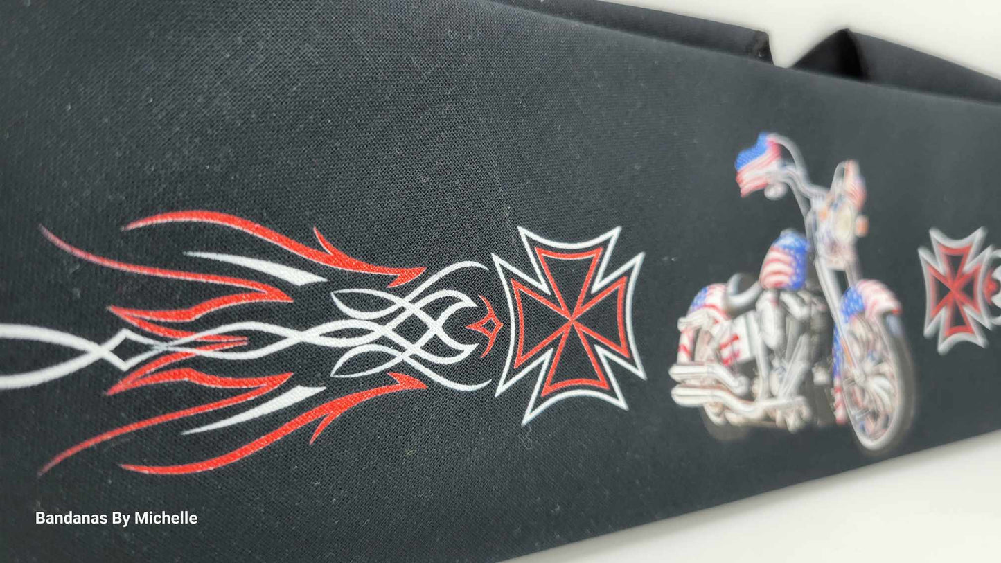 Plain Motorcycle on Black Bandana (Sku8534)