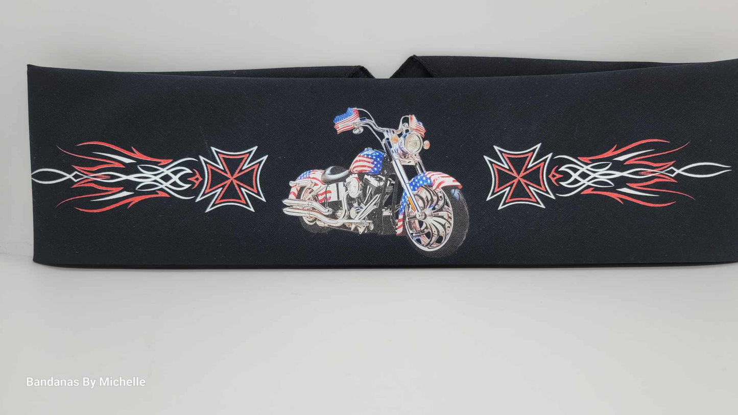Plain Motorcycle on Black Bandana (Sku8534)