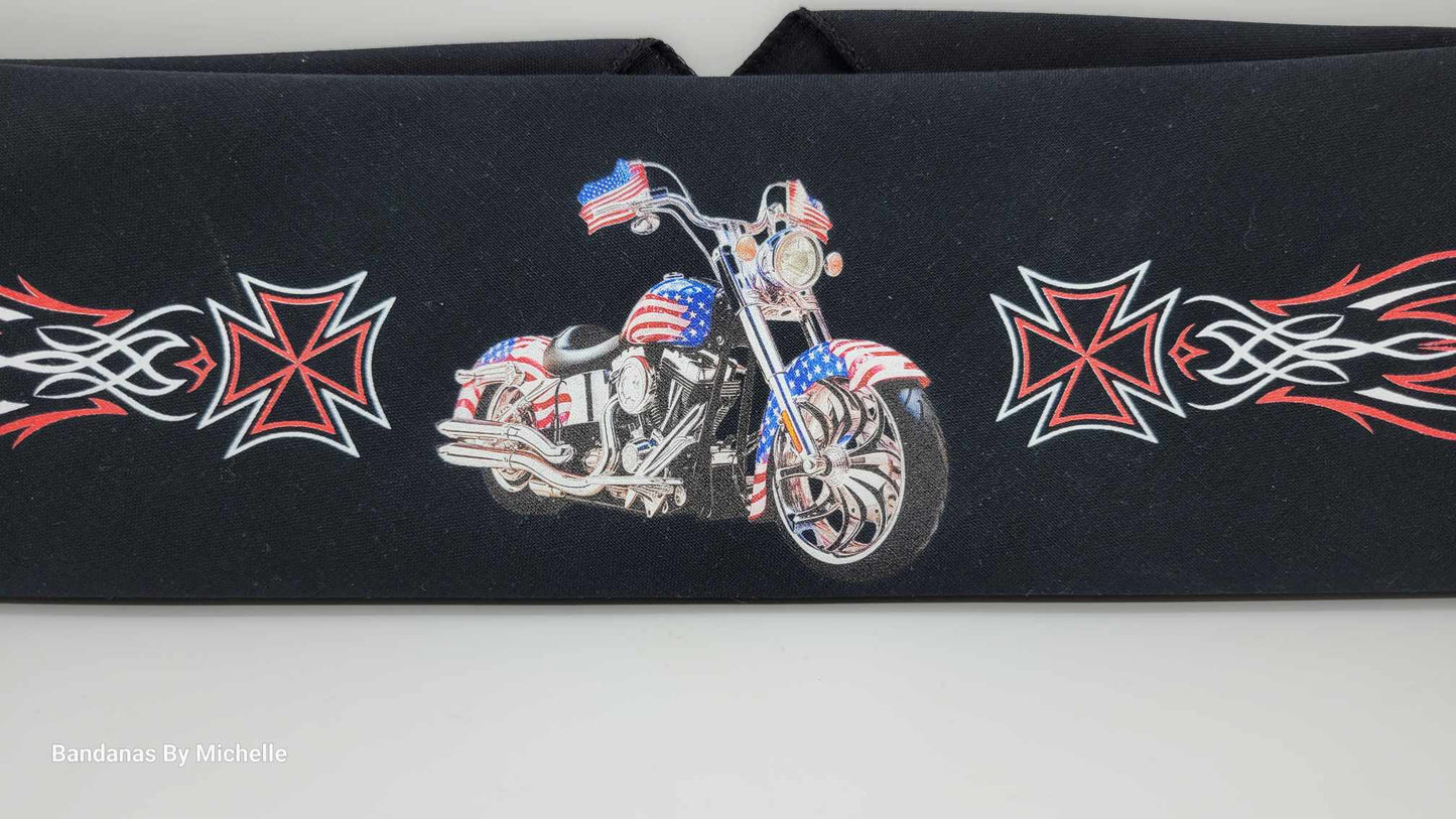 Plain Motorcycle on Black Bandana (Sku8534)