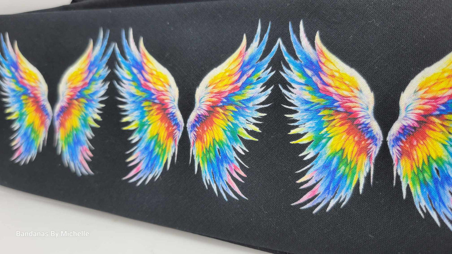 Plain Colorful Wings on Black Bandana (Sku8538)
