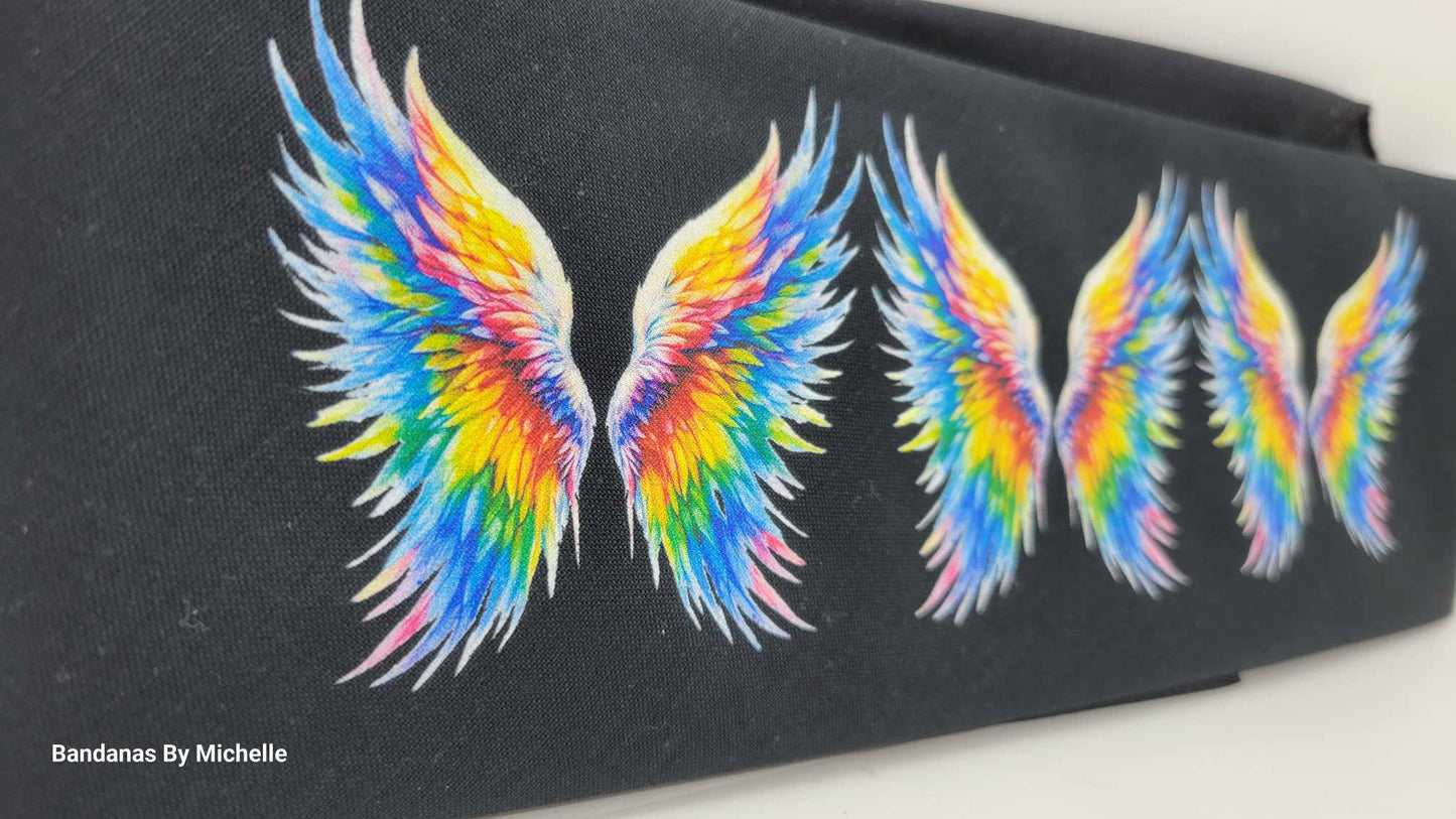 Plain Colorful Wings on Black Bandana (Sku8538)