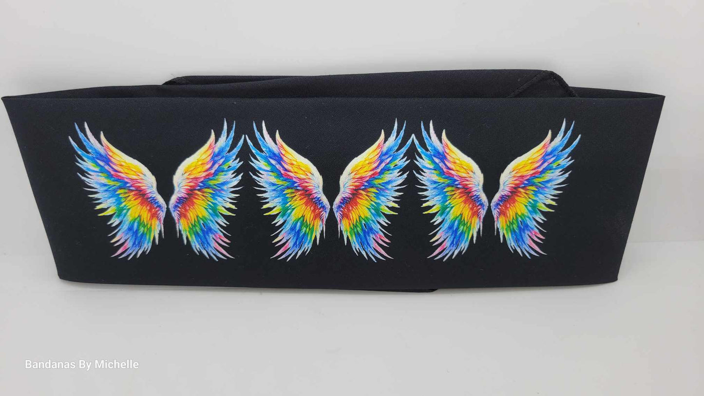 Plain Colorful Wings on Black Bandana (Sku8538)