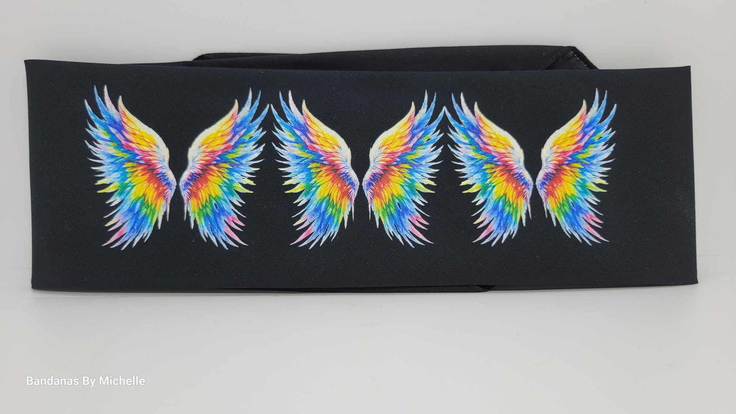 Plain Colorful Wings on Black Bandana (Sku8538)