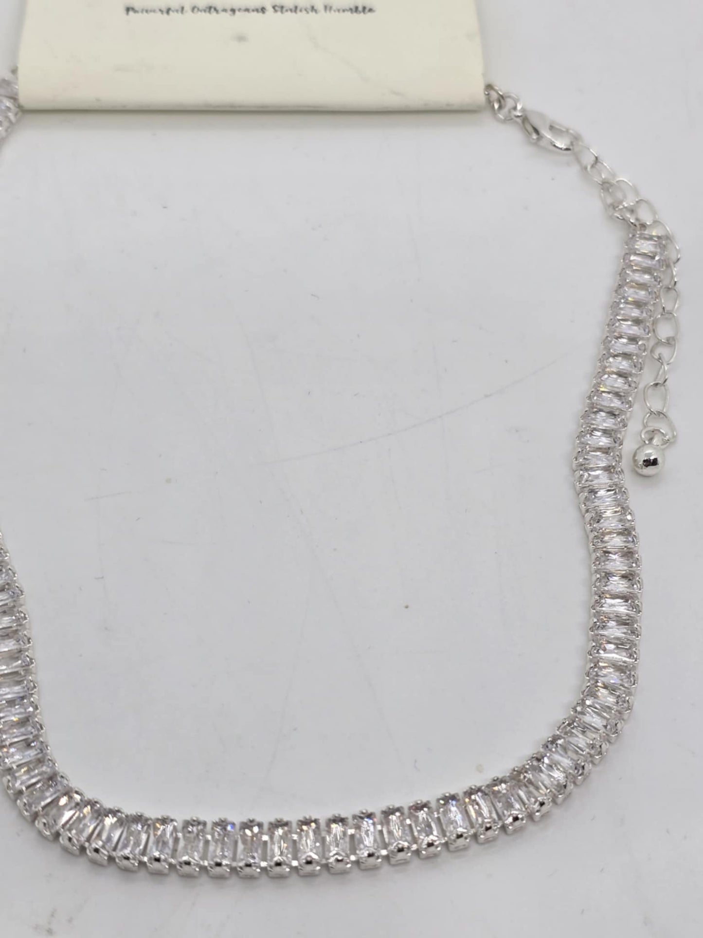 Baguette rhinestone tennis necklace clear crystals (Sku8704)