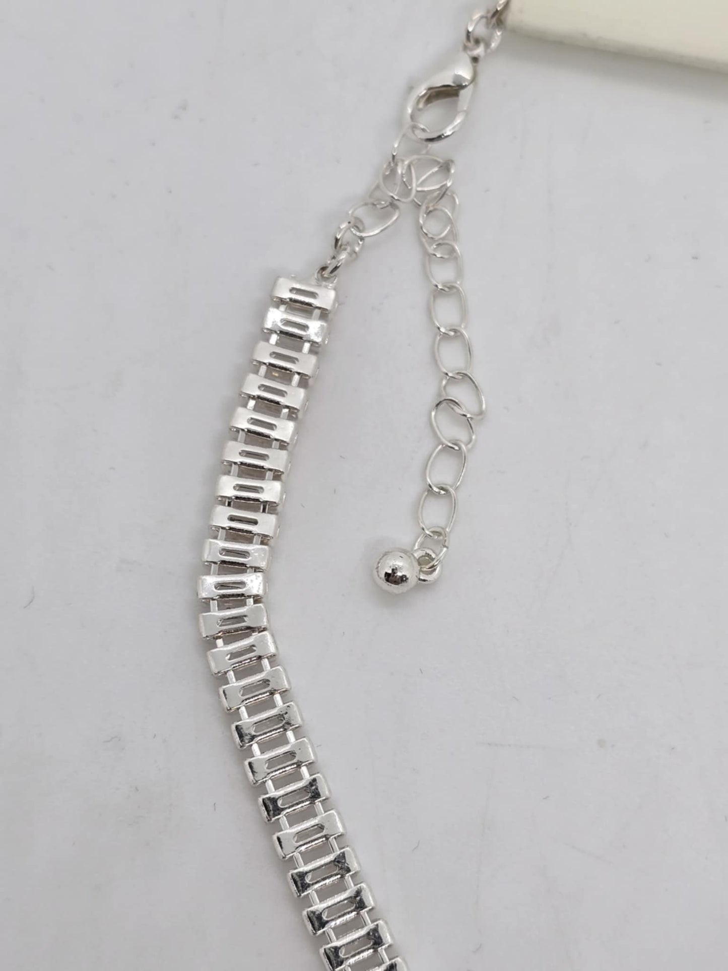 Baguette rhinestone tennis necklace clear crystals (Sku8704)