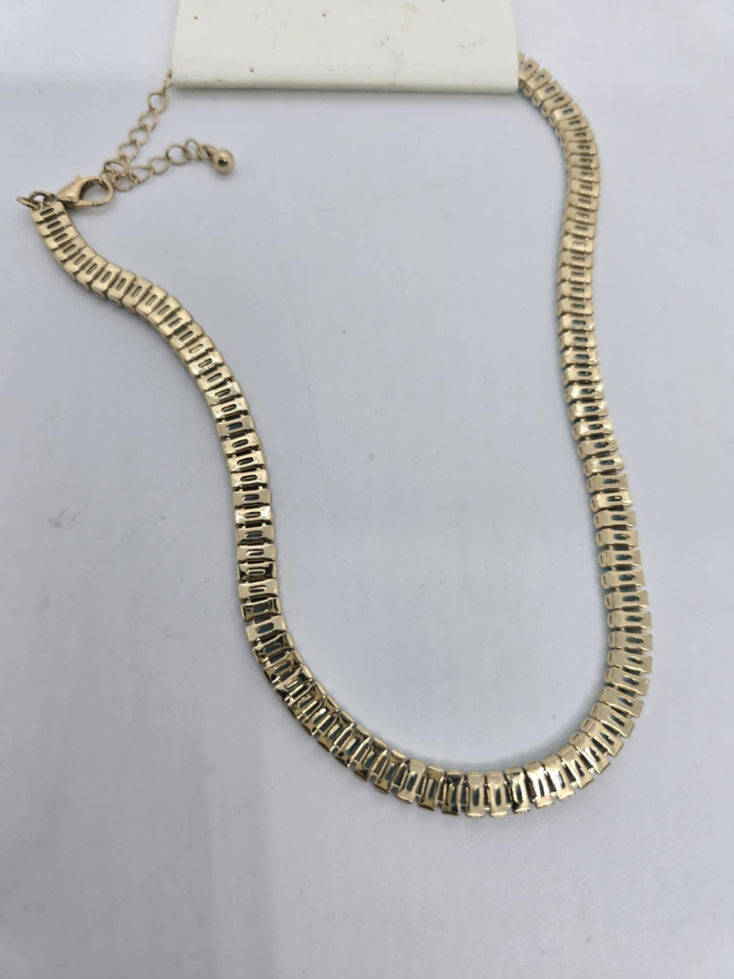 Baguette rhinestone tennis necklace light turquoise crystals (Sku8705)