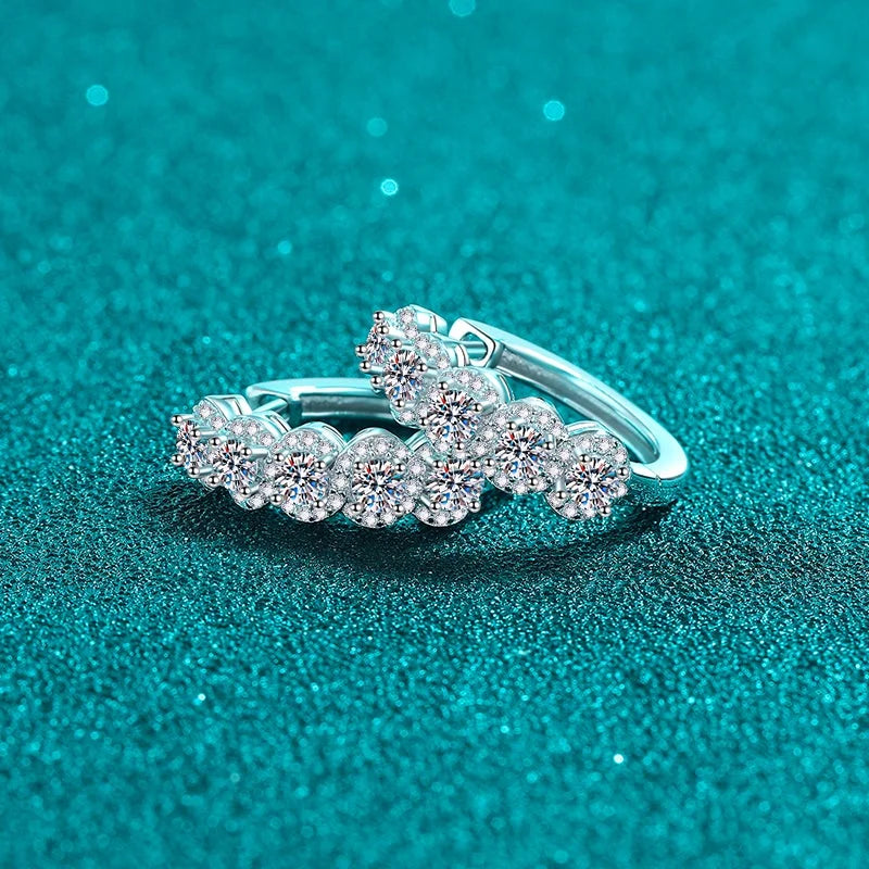 1 Carat Moissanite Zircon 925 Sterling Silver Huggie Earrings (sku8731)