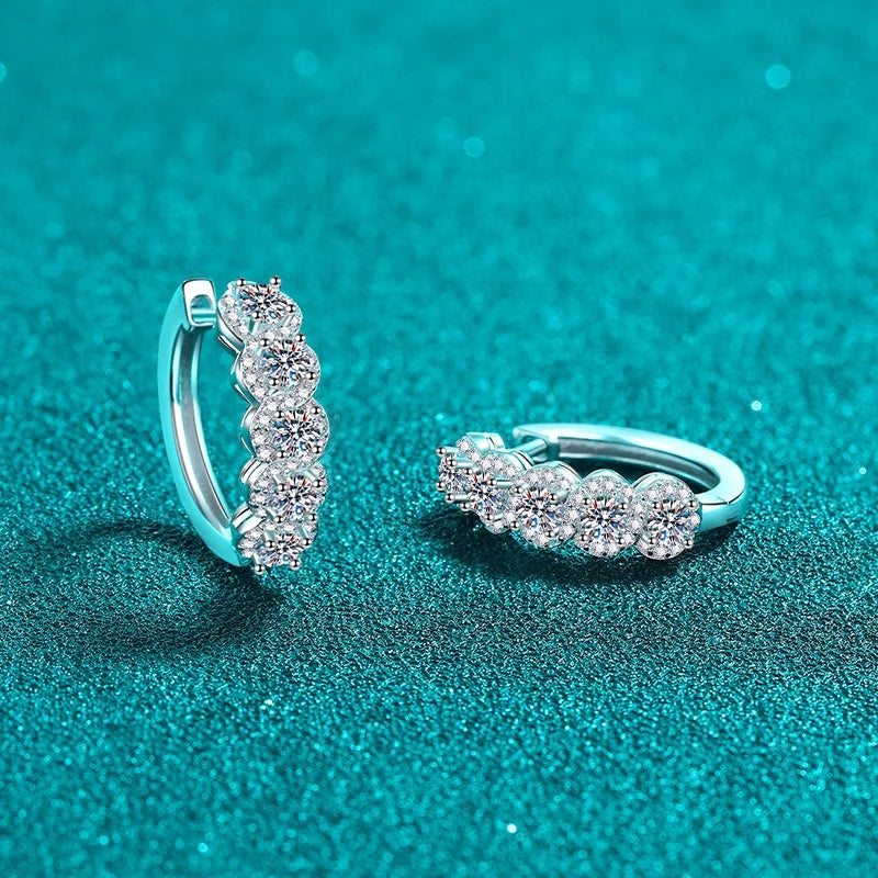 1 Carat Moissanite Zircon 925 Sterling Silver Huggie Earrings (sku8731)
